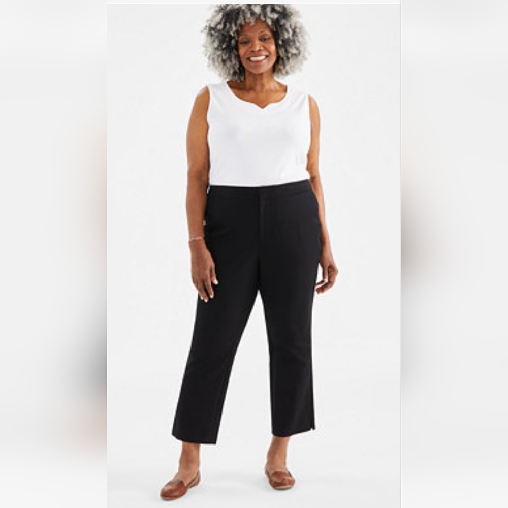 Style&Co Womens Black Linen Blend Pants 20W Vacation Travel Office Career Attire
